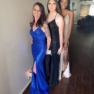 Blue and black dress